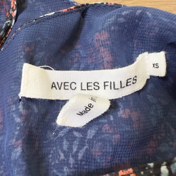 Avec Les Filles Blue and Red Floral Faux Wrap Midi Halter Dress Size XS - Picture 12 of 15